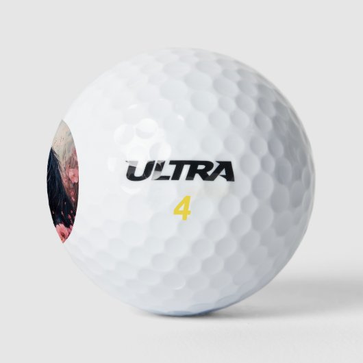 Schöne Rosa Wildblumen Golfball (Logo)
