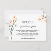 Schöne rosa Wildblumen Hochzeitsdetails Einschließ RSVP Karte (Vorderseite)