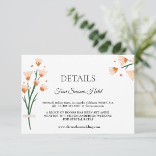 Schöne rosa Wildblumen Hochzeitsdetails Einschließ RSVP Karte