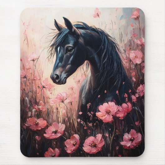Schöne Rosa Wildblumen Mousepad (Vorne)