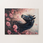 Schöne Rosa Wildblumen Puzzle (Horizontal)