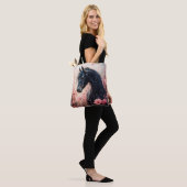 Schöne Rosa Wildblumen Tasche (Am Model)