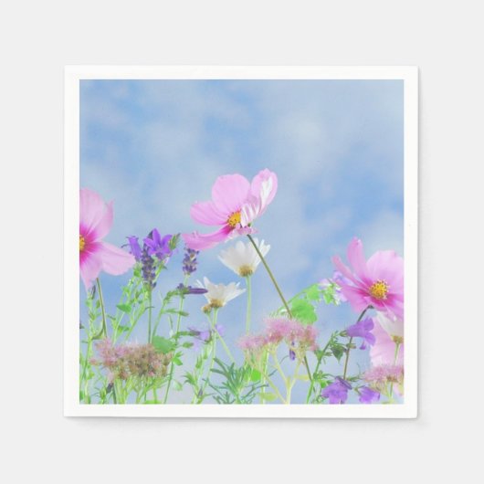 Schöne rosa wilde Blumenwiese Serviette (Vorderseite)