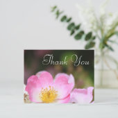 schöne rosa wilde Rose Blume Hochzeit danke Postkarte (Stehend Vorderseite)
