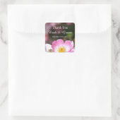 schöne rosa wilde Rose Blume Hochzeit danke Quadratischer Aufkleber (Tasche)