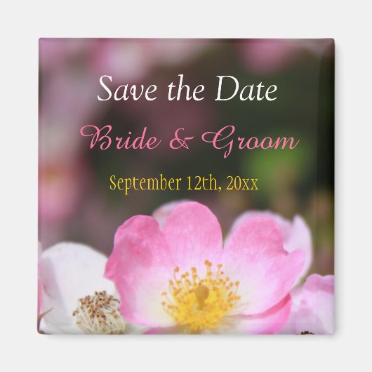 schöne rosa wilde Rose Blume Hochzeit speichern da Magnet (Vorne)