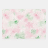 Schöne Rosafarben Mint-Blütenblätter Geburtstag Geschenkpapier Set (Vorderseite 3)