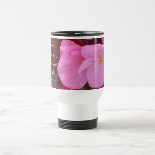 Schöne rosafarbene Blume Ihr Bibelverse Reisebecher (Mittel)