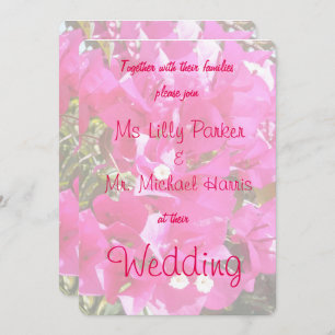 Schöne rosafarbene Bougainvillea Hochzeit Einladung
