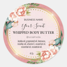 Schöne rosafarbene Vintage Pastel-Rose Body Butter Runder Aufkleber