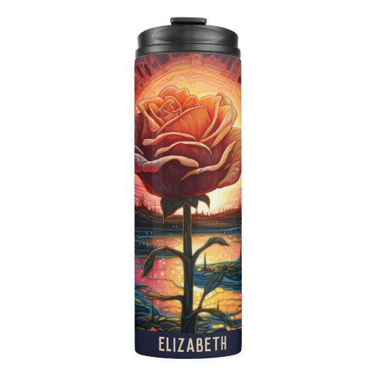 Schöne Rose Abstrakt Floral Tumbler Thermosbecher (Vorderseite)