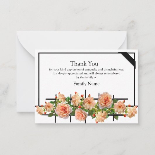 Schöne Rose Apricot nach der Beerdigung Vielen Dan Mitteilungskarte (Vorderseite)