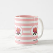 Schöne Rose auf Rosa und Weiß Streifen Zweifarbige Tasse (VorderseiteRechts)