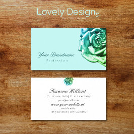 Schöne Rose auf Schlichtem Aquamarinem White Simpl Visitenkarte