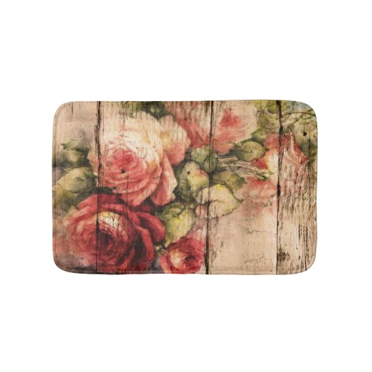 Schöne Rose aus rustikalem Holz Badematte (Vorderseite)