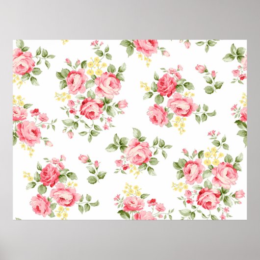 Schöne Rose Blume Muster, kleiner Blumenstrauß Poster (Vorne)