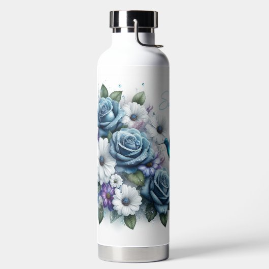 Schöne Rose, Daisies und Hummingbird Trinkflasche (links)