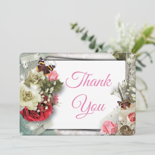 Schöne Rose Danke Karte (Stehend Vorderseite)