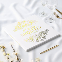 Schöne Rose der Goldenen Foil Gästebuch