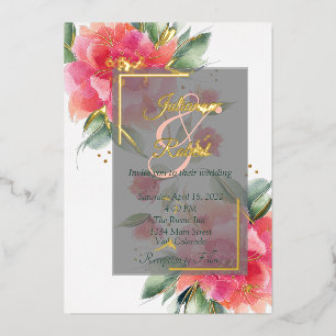 Schöne Rose Garden Budget Hochzeit Folieneinladung