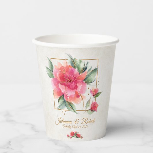 Schöne Rose Garden Budget Hochzeit Pappbecher (Vorderseite)