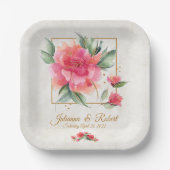 Schöne Rose Garden Budget Hochzeit Pappteller (Vorderseite)