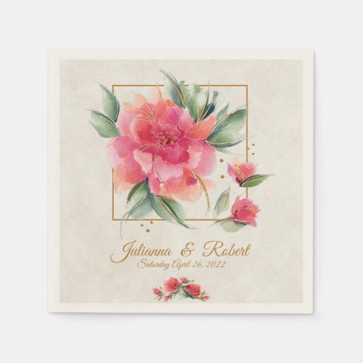Schöne Rose Garden Budget Hochzeit Serviette (Vorderseite)