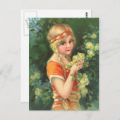 Schöne Rose Girl Postkarte (Vorne/Hinten)