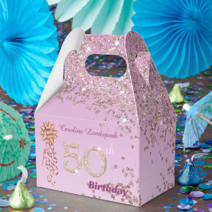 Schöne Rose Gold Glitter-Schleife 50. Geburtstag Geschenkschachtel