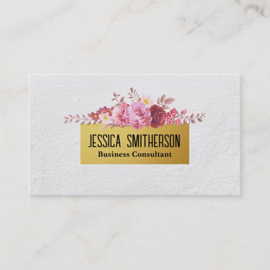 Schöne Rose | Gold Gradient | Weiße Textur Visitenkarte (Vorderseite)