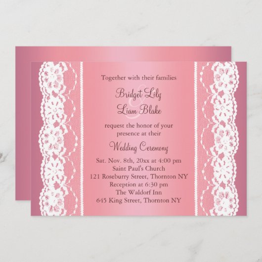 Schöne Rose Gold Hochzeit Einladung (Vorne/Hinten)