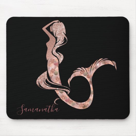 Schöne Rose Gold Meerjungfrau Glitzer Scales Mousepad (Vorne)