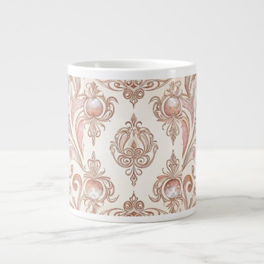 Schöne Rose Gold Mozaik Vintag Jumbo-Tasse (Vorderseite)
