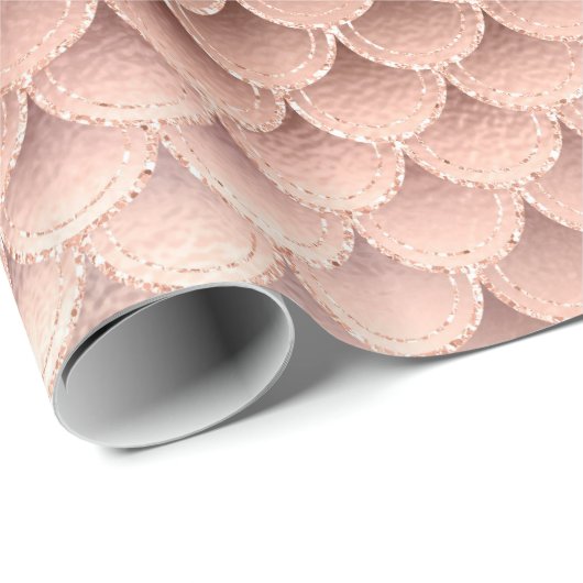 Schöne Rose Gold Pink Glitzer Meerjungfrau Skala Geschenkpapier (Rolleneckpunkt)