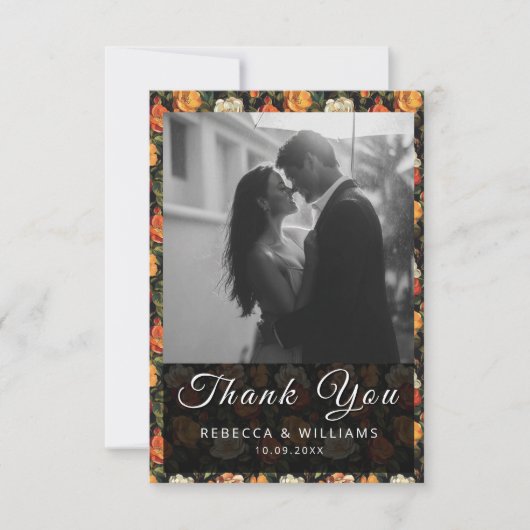 Schöne Rose Hochzeit danke Ihnen Karten (Vorderseite)
