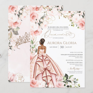 Schöne Rose Hübsch Pink Gown Quinceanos Einladung