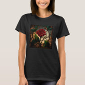 Schöne Rose Illustration Bleiglas Realist T-Shirt (Vorderseite)