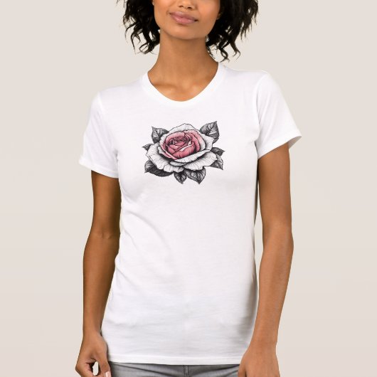 Schöne Rose Illustration T-Shirt (Vorderseite)