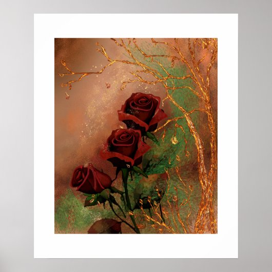 Schöne Rose im Herbst Poster (Vorne)