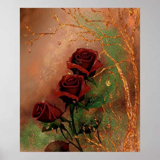Schöne Rose im Herbst Poster (Vorne)