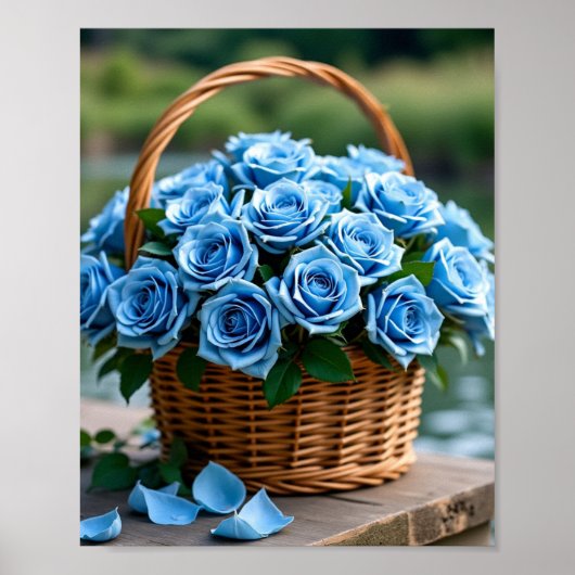 Schöne Rose in Blau Poster (Vorne)