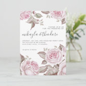 Schöne Rose in Rosa Einladung (Stehend Vorderseite)