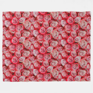Schöne Rose in rosa und roter Blume Fleecedecke