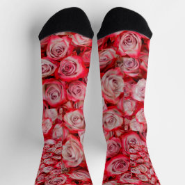 Schöne Rose in rosa und roter Blume Socken
