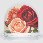 Schöne Rose in Rot, Rosa und Korallen Schneekugeln (Rückseite)