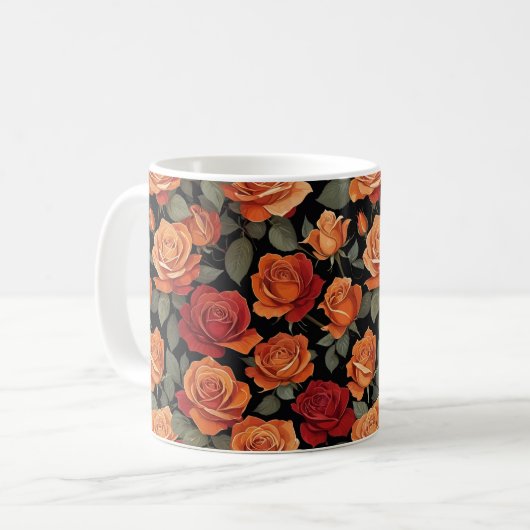 Schöne Rose in Rot und Orange Kaffeetasse (Vorderseite Links)