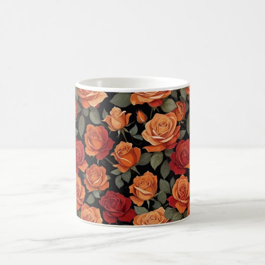Schöne Rose in Rot und Orange Kaffeetasse (Mittel)