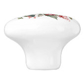 Schöne Rose in Rot und Weiß Keramikknauf (Seitenansicht)