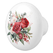 Schöne Rose in Rot und Weiß Keramikknauf (Rechts)