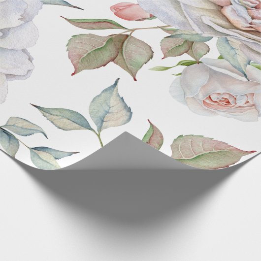 Schöne Rose in Weiß und Rosa Geschenkpapier (Ecke)